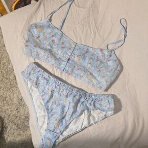 Free People Light Blue Floral Intimates